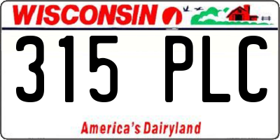 WI license plate 315PLC