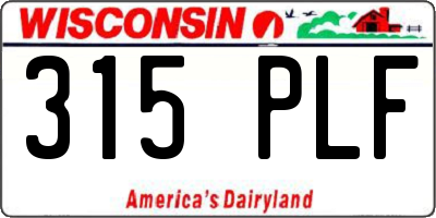 WI license plate 315PLF