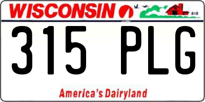 WI license plate 315PLG