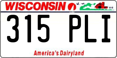 WI license plate 315PLI
