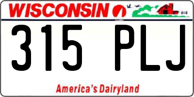 WI license plate 315PLJ