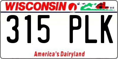 WI license plate 315PLK