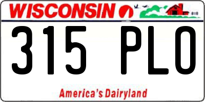 WI license plate 315PLO