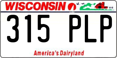 WI license plate 315PLP