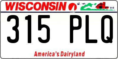 WI license plate 315PLQ