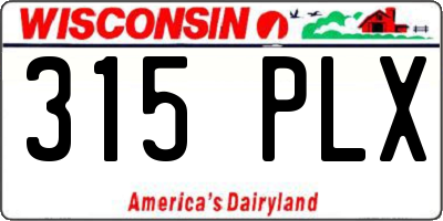 WI license plate 315PLX