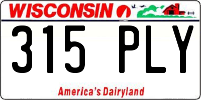WI license plate 315PLY