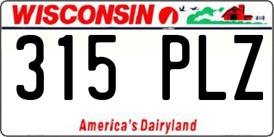 WI license plate 315PLZ