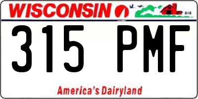 WI license plate 315PMF