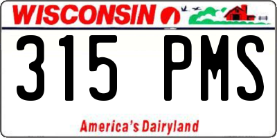 WI license plate 315PMS