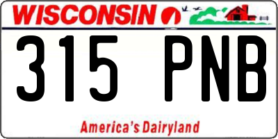 WI license plate 315PNB