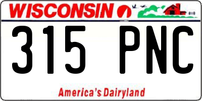 WI license plate 315PNC