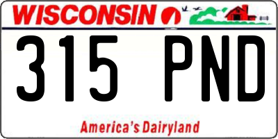 WI license plate 315PND