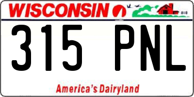 WI license plate 315PNL