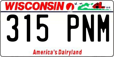 WI license plate 315PNM