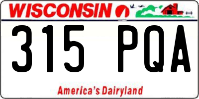 WI license plate 315PQA