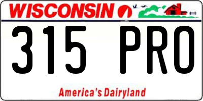 WI license plate 315PRO