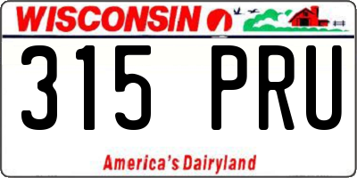 WI license plate 315PRU