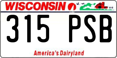 WI license plate 315PSB