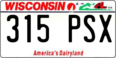 WI license plate 315PSX