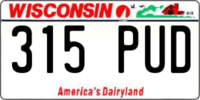 WI license plate 315PUD