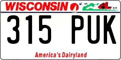 WI license plate 315PUK