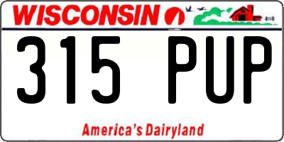 WI license plate 315PUP