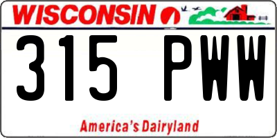 WI license plate 315PWW