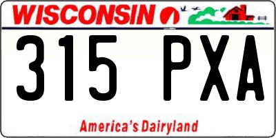 WI license plate 315PXA