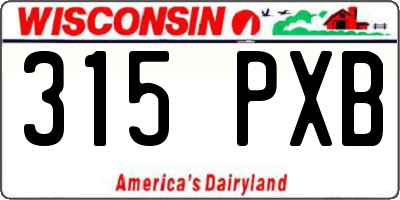 WI license plate 315PXB