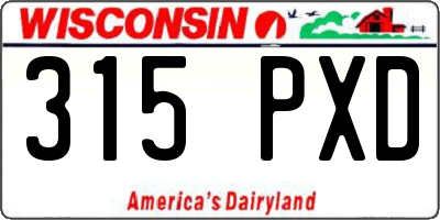 WI license plate 315PXD