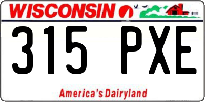 WI license plate 315PXE