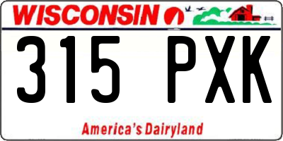 WI license plate 315PXK