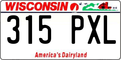WI license plate 315PXL