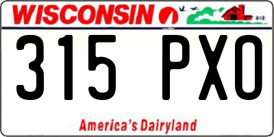 WI license plate 315PXO