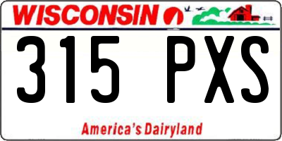 WI license plate 315PXS