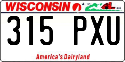 WI license plate 315PXU