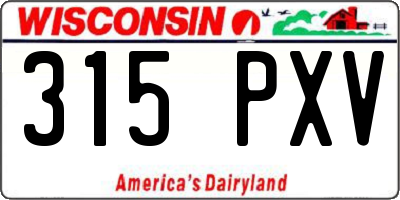 WI license plate 315PXV