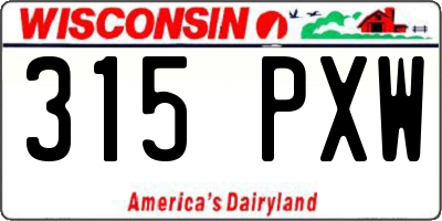 WI license plate 315PXW