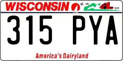 WI license plate 315PYA