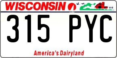 WI license plate 315PYC