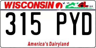 WI license plate 315PYD