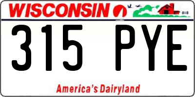 WI license plate 315PYE