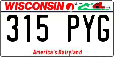 WI license plate 315PYG