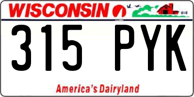 WI license plate 315PYK