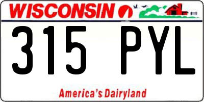 WI license plate 315PYL