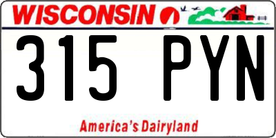 WI license plate 315PYN