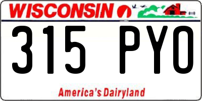 WI license plate 315PYO
