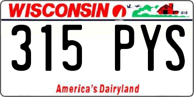 WI license plate 315PYS