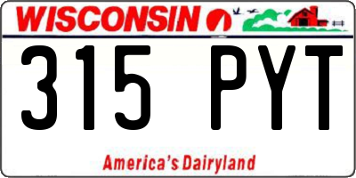 WI license plate 315PYT